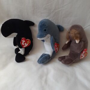 TY Beanie‎ Babies Set of 3 Water Sea Animals NWT Echo Jolly Waves